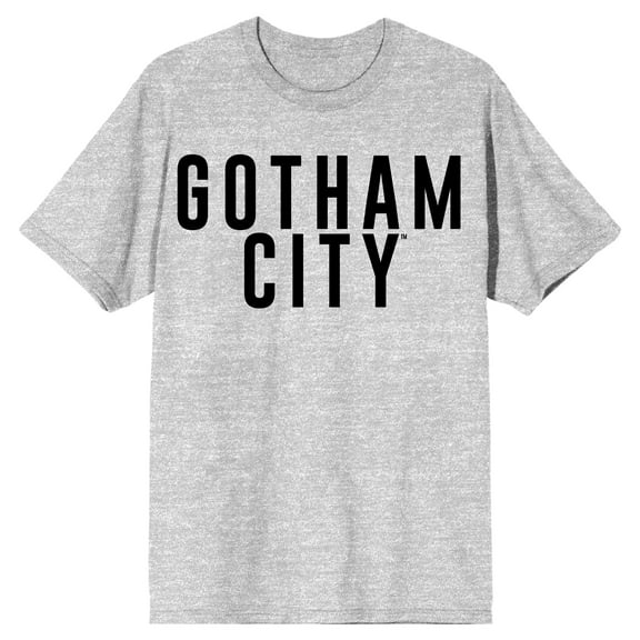Batman Gotham City Simple Text Men's Athletic Heather T-shirt-Medium