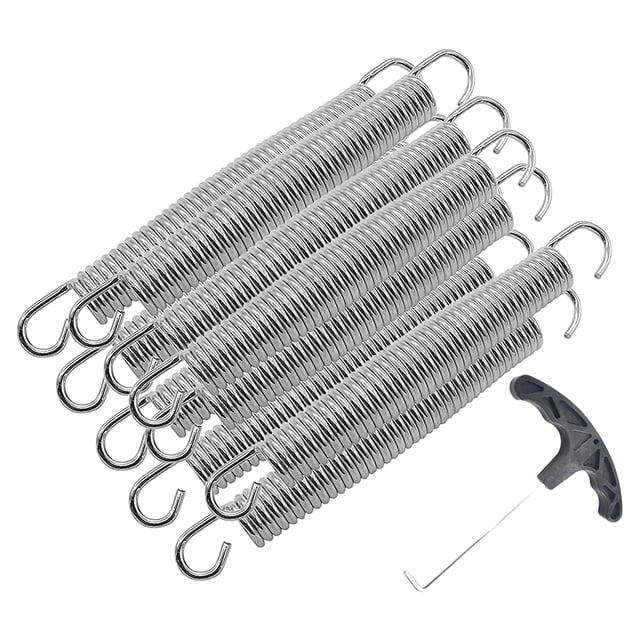 fastboy 10 Pcs Ressorts de Trampoline en Acier avec Kit de Crochet en T Pièces de Rechange Accessoires d'Entretien