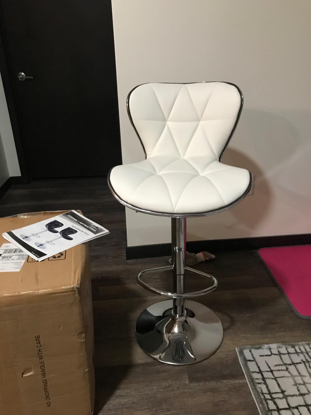 Leader Shell Back Bar Stools Set of 2, Adjustable Bar Stool with Back, Swivel Barstools (Black) Leader Shell Back Bar Stools Set of 2, Adjustable Bar Stool with