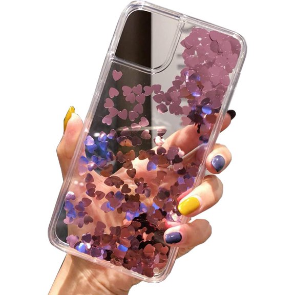 Glitter Liquid Bling Floating Case Compatible with iPhone 11 Pro Max 6.5'' 2019, Sparkle Luxury Pretty Girls Crystal Clear Case for Apple iPhone 11 Pro Max 6.5'' 2019 (Rose Gold)