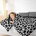 thumbnail image 3 of Castle Fairy Teens Minimalist Giraffe Pattern 7-Piece Twin Bedding,Animal Print Bedding Comforter Set,Black White,Black Reversible, 3 of 7