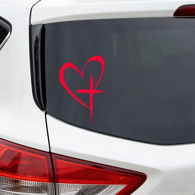 Love Heart Crucifix Vinyl Waterproof Sticker Decal For Notebook Car Laptop Window