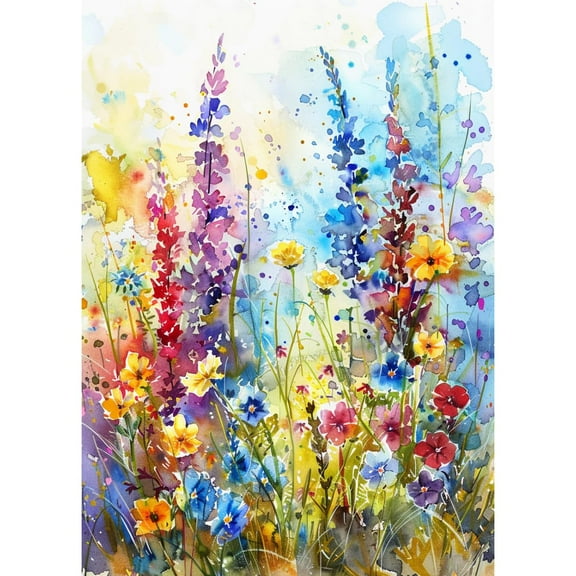 Watercolor Wild Little Colorful Flowers DIY 5D Diamond Art Paint with Full Drill Round Diamond Gems Painting by Number Kits for Adults Art Craft Home Wall Decor 11.8x15.8in(1)