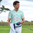thumbnail image 3 of Yiaed Colorful Sweet DonutsPrint Men's Short Sleeve Polo Shirt,Golf Polo for Men Three-Button Golf Shirt Athletic Casual Collared T-Shirt- Small, 3 of 7