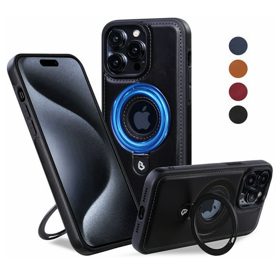 Ancove for iPhone 14 Plus Case with Ring Holder Kickstand,[Compatible with Mag Safe]Magnetic Shockproof PU Leather Case Cover for Apple iPhone 14 Plus/14 ,Black