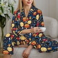 thumbnail image 5 of KLL Colorful Astronomy Print Women's Long Sleeve Pajamas with Pants Sleepwear Loungewear 2 Set-XX-Large, 5 of 7