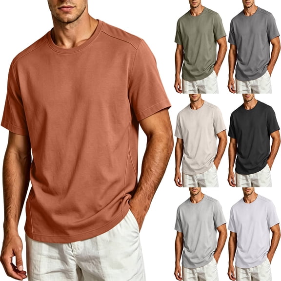 Sports Shirts Dqueduo Men's Short Sleeved Round Neck Elastic Breathable Top Casual Sports T-shirt Green S