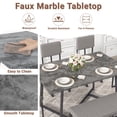 thumbnail image 2 of PORKISS Kitchen Dining Table Set for 6, Modern Dining Room Set for 6 with Faux Marble Table, 4 PU Leather Chairs and 1 Cushion Bench, Metal Frame, Gray + Black #1, 2 of 14