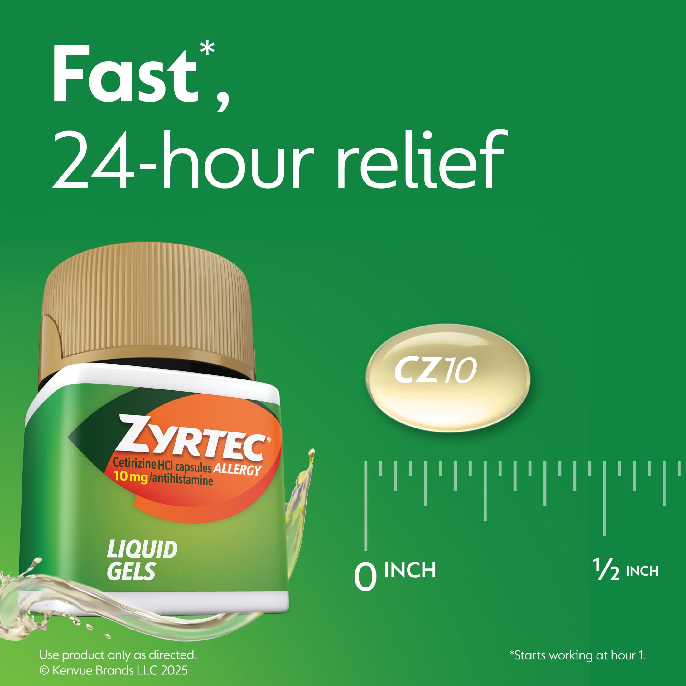 Zyrtec 24 Hour Allergy Relief Antihistamine Capsules, 40 Count