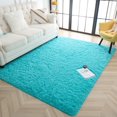 thumbnail image 2 of Softlife Stylish Soft Shaggy Velvet Carpet for Living Room Bedroom, Fluffy Children Area Rugs,3'x5',Blue, 2 of 6
