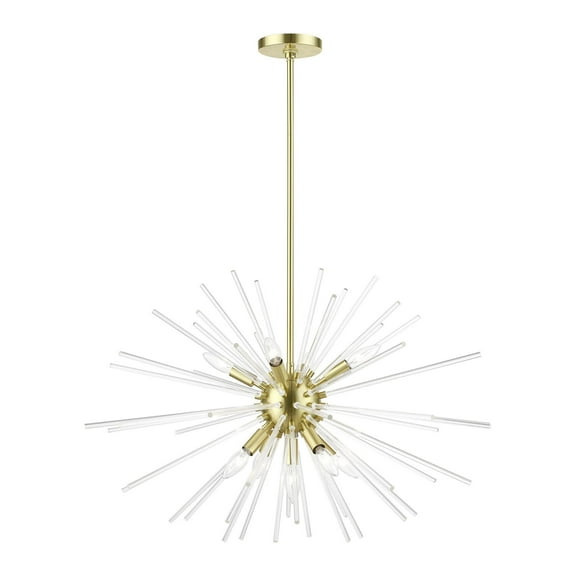 41255-12 Livex Lighting Utopia - 9 Light Large Pendant In Sparkling Style-25.75 Inches Tall and 32 Inches Wide-Satin Brass Finish -Traditional
