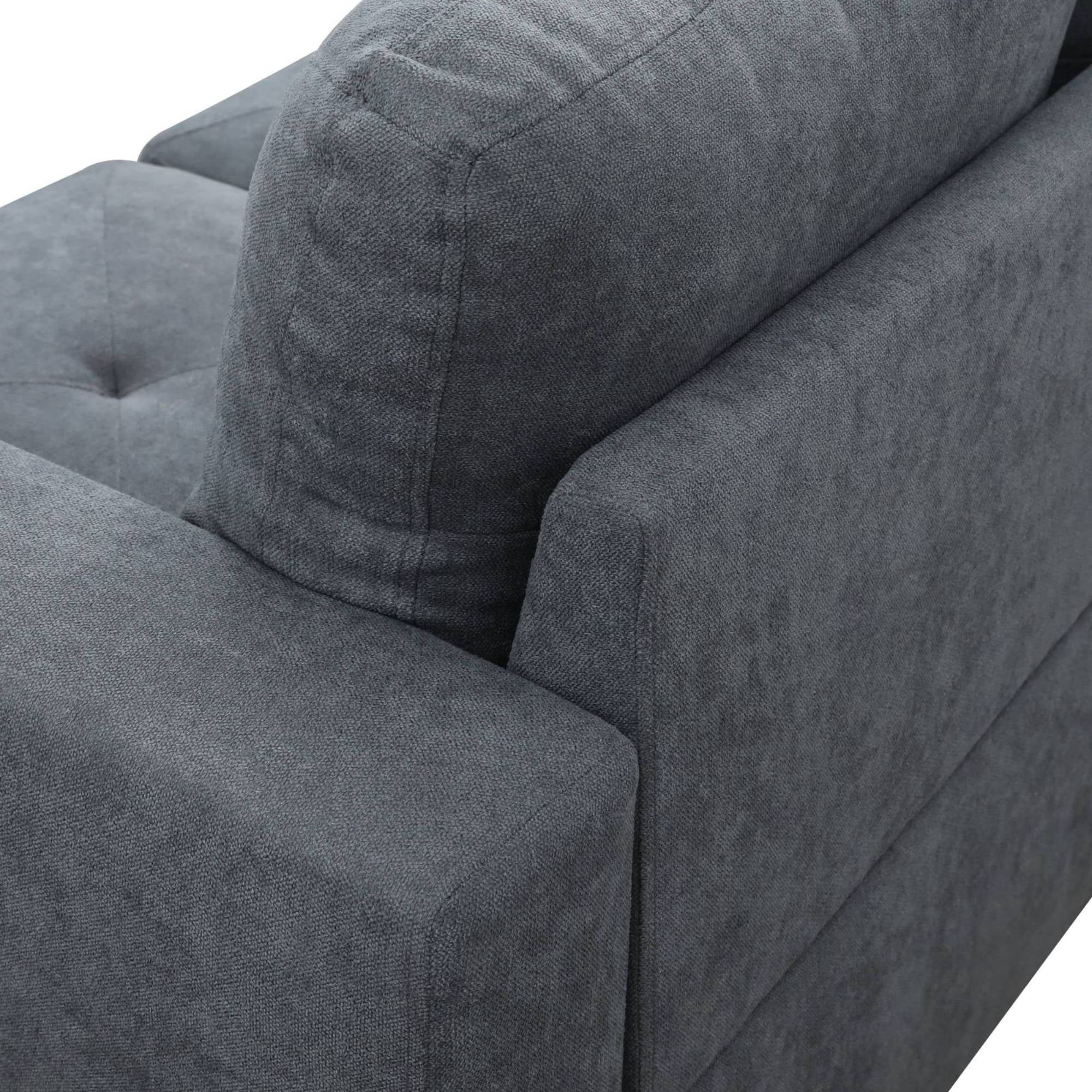 Modern L-Shape Sectional Sofa for Living Room, Modular Sleeper Sofa Couch With Chaise For Bedroom, Dark Grey