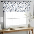 thumbnail image 2 of Navy Blue Botanical Valance Curtains for Kitchen/Living Room/Bathroom/Bedroom Window, Rod Pocket Small Topper Half Short Window Curtains Voile Sheer Scarf, Pastoral Spring Leaves Watercolor 42"x18", 2 of 8