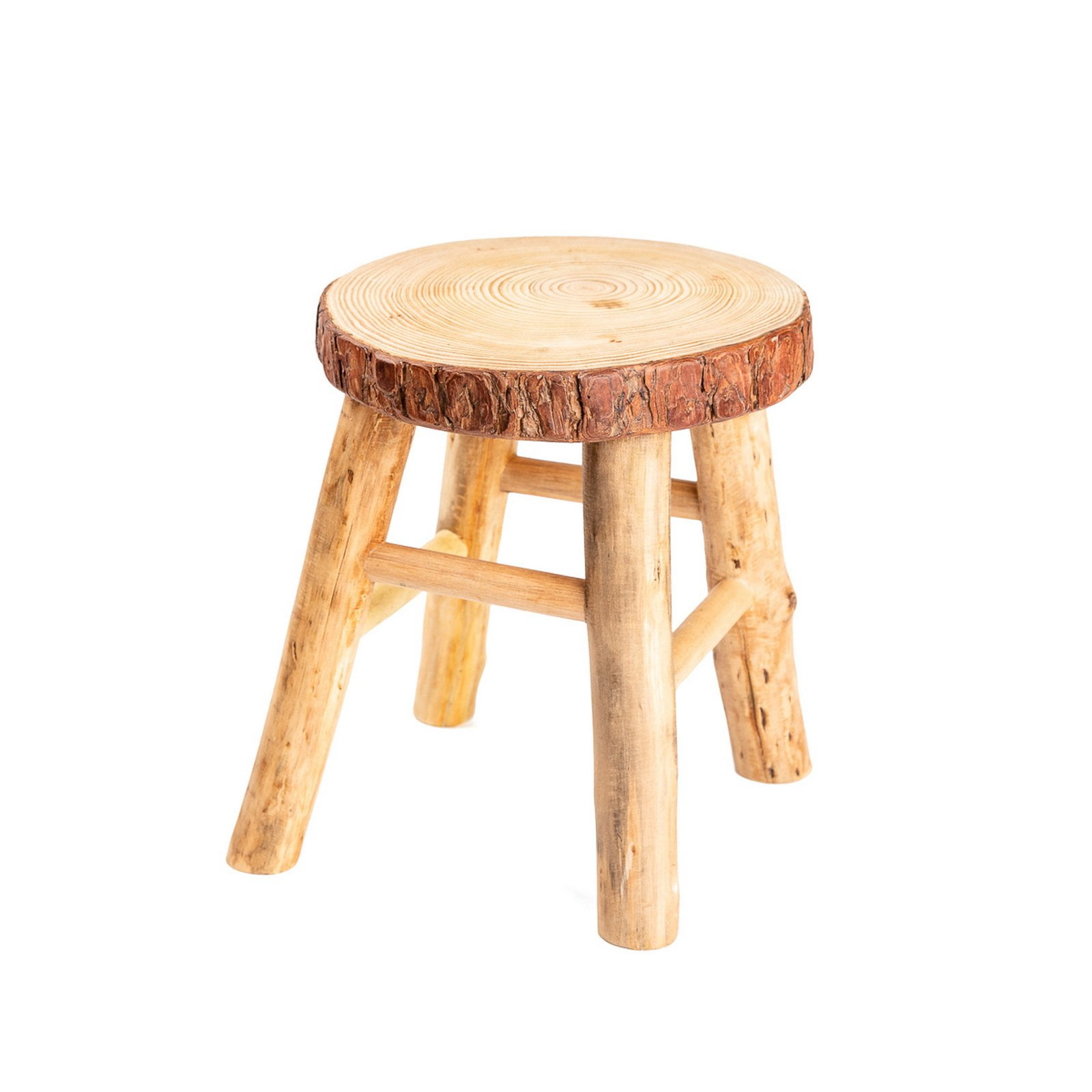 Asian Home Rustic Tree Trunk Slices Wood Four Legged Sitting Stool