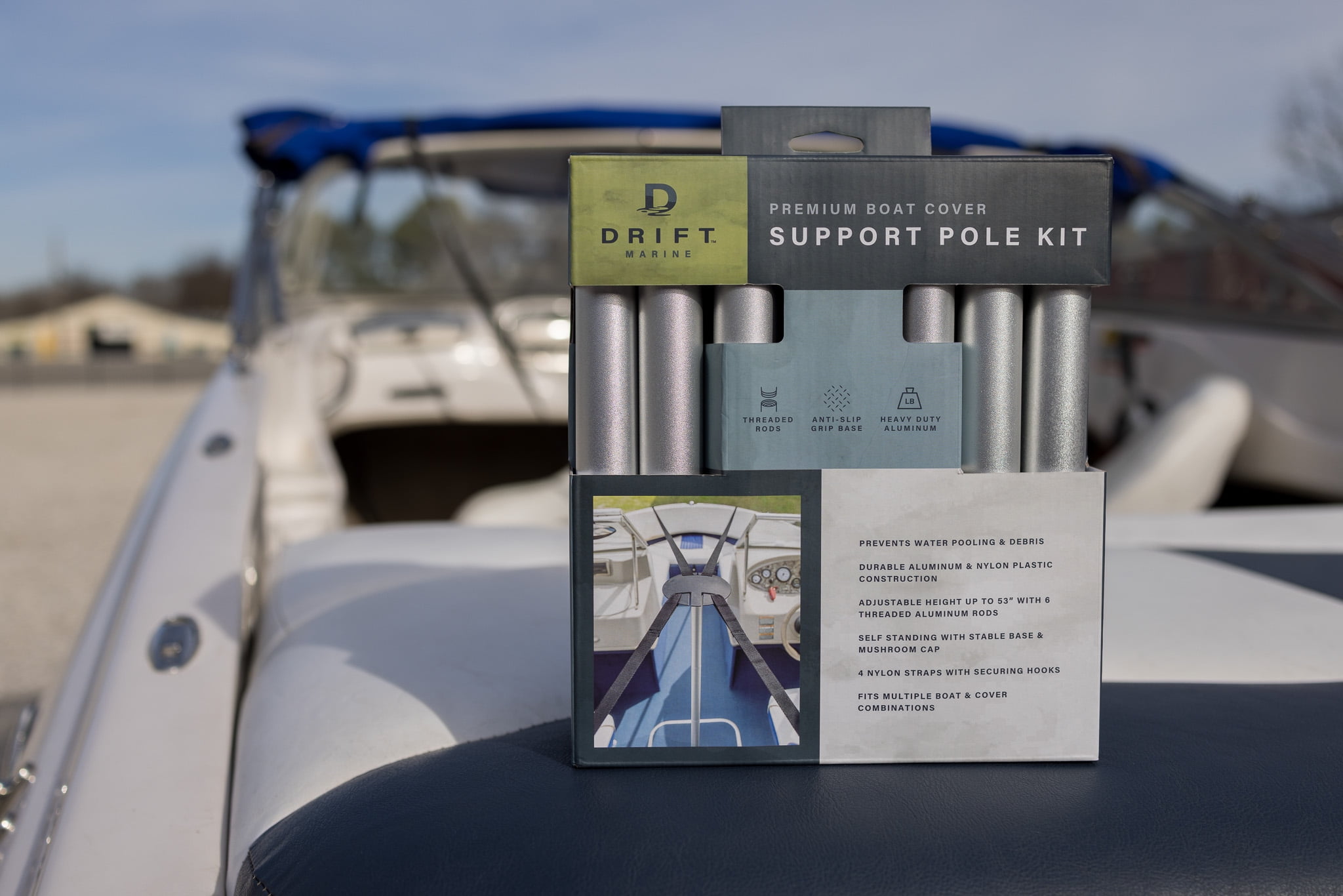 (2 pack) D DRIFT ALL THINGS WATER Boat Cover Support Pole System, Universal and Adjustable
