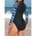thumbnail image 6 of Women's One Piece Rashguard Swimsuit Zip Front Surfing Shirt Sun Protection, 6 of 6