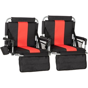 Folding Stadium Seat Bleacher Chair with Cup Holder, Mesh Bag and Hide Hooks, Portable Stadium Chair with Back and Cushion