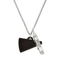thumbnail image 1 of Delight Jewelry Acrylic 1.25" Black Megaphone Silvertone Best Friends Forever Bar Charm Necklace, 23", 1 of 4