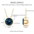 thumbnail image 6 of Rosec Jewels Bezel Set London Blue Topaz Necklace for Women - 2 Carat - AAA Grade - December Birthstone Necklace with Jewelry Box, 18K Yellow Gold, 6 of 7