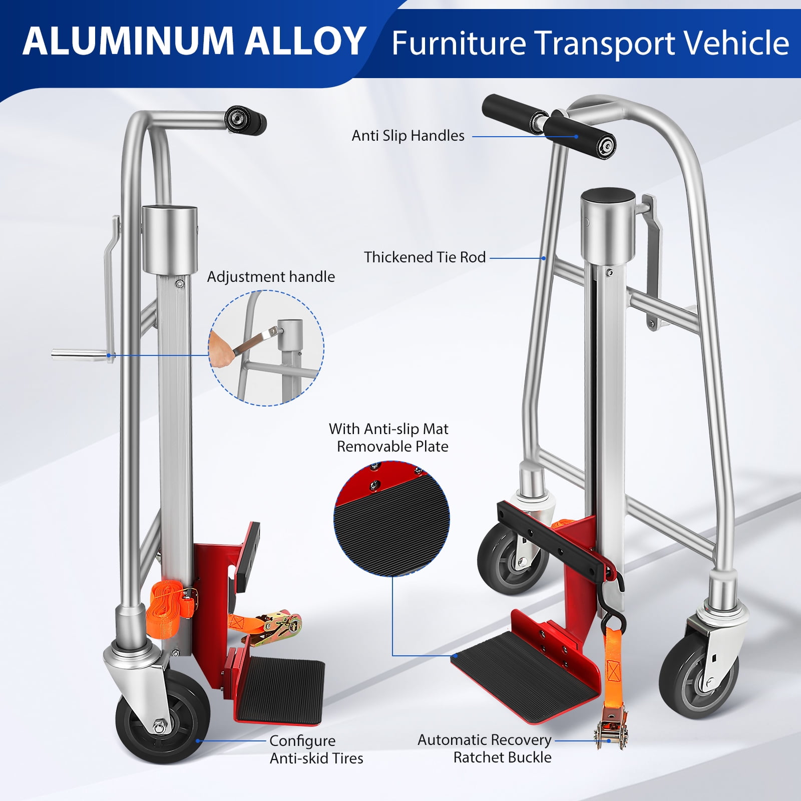 Toyandona Furniture Lift Mover Heavy Duty Furniture Mover Dolly Kit 500kg 1102lb Load Capacity Hand Truck 32.62X19.65X15.33in