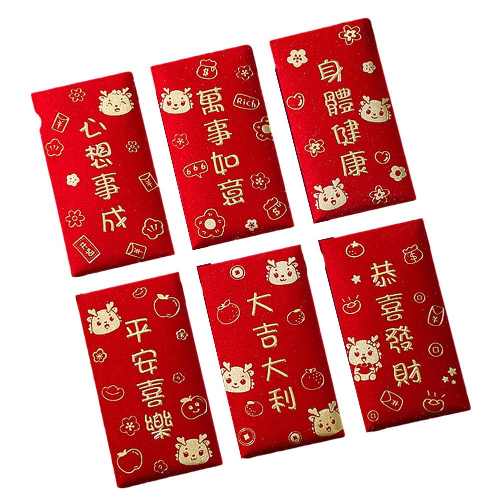 Luxshiny 60pcs Asian Red Envelope Dragon Red Envelopes 2024 New Year Money  Bag 2024 Zodiac Red Packet Red Envelope Dragon Year 2024 Dragon Red