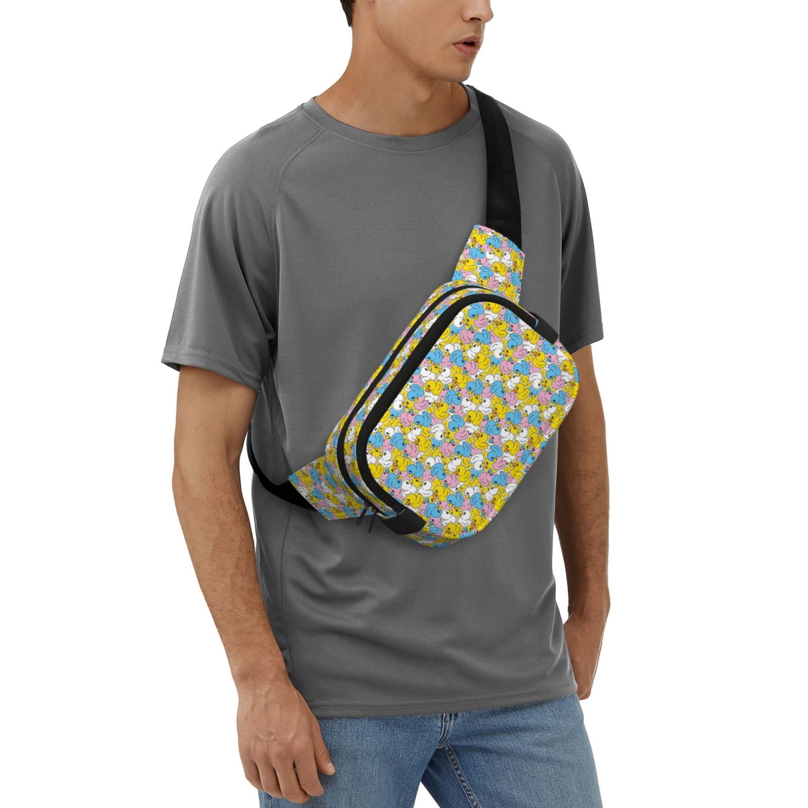 Picia Colorful Rubber Duck 1 Print Square Double-Layer Waist Bag Mini Adjustable Waist Belt Bag Exercise Running Travel Hiking