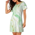 thumbnail image 2 of Gukieu Green And Gold Abstract Marble Print Women's Nightgown, A-line Round Neck Short-sleeved Nightgown Pajamas Home Wear Suitable for Home and Outing, 2 of 6
