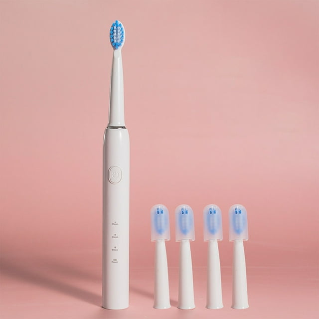 XYAIYT Portable Electric Toothbrush for Adults with 4 Replacement Heads USB Rechargeable Smart Timer Waterproof Deep Cleaning Helpful for Families Couples Travel Long Battery Life