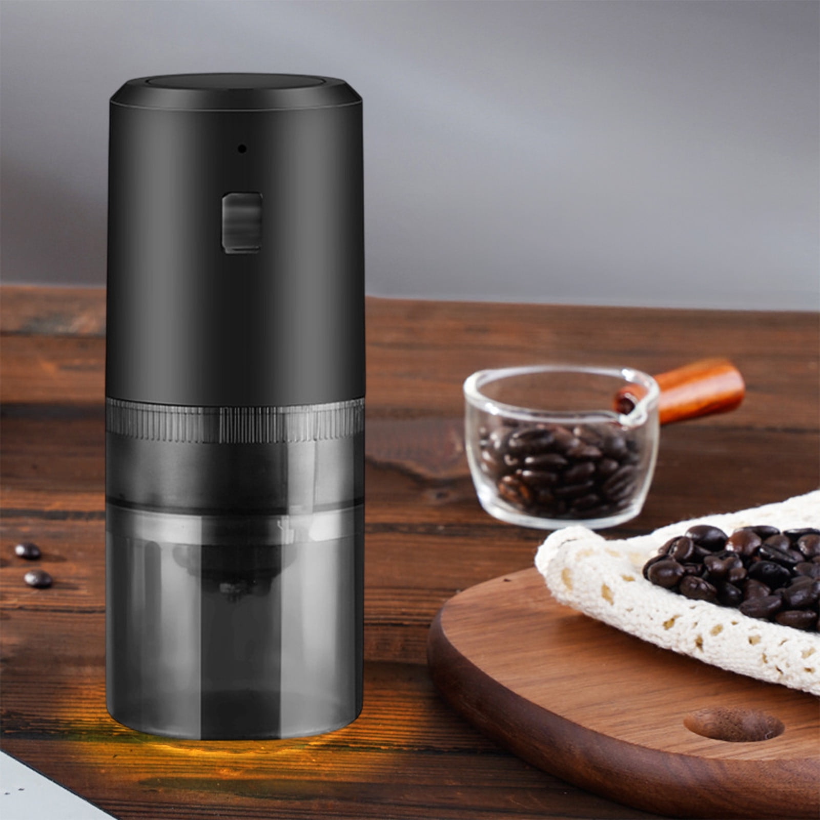 Tunhigl Rechargeable Coffee Grinder - Adjustable Grind Settings Spice Grinder from Coarse to Fine - Portable & Quiet Electric Mill with Ceramic Core - Perfect for Espresso, French Press & Travel Black