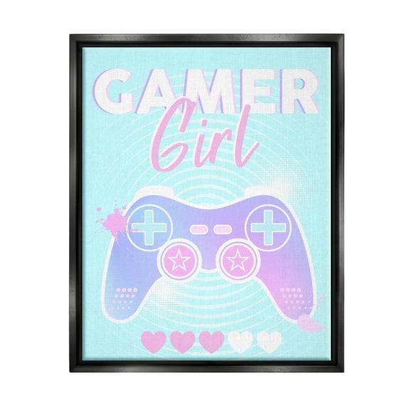 Gamer Girl Pastel Controller Art for Kids Graphic Art Jet Black Framed Art Print Wall Art