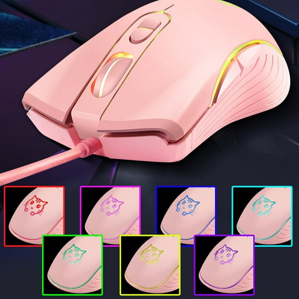Ratón USB para juegos Hugo con cable luces coloridas 6 botones silencioso RGB antideslizante