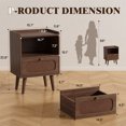 thumbnail image 3 of Gelloan Nightstand, Rattan Drawer Bedside Table with Open Storage, Modern Wooden End Table, for Bedroom, Dorm and Small Spaces,Walnut, 3 of 7