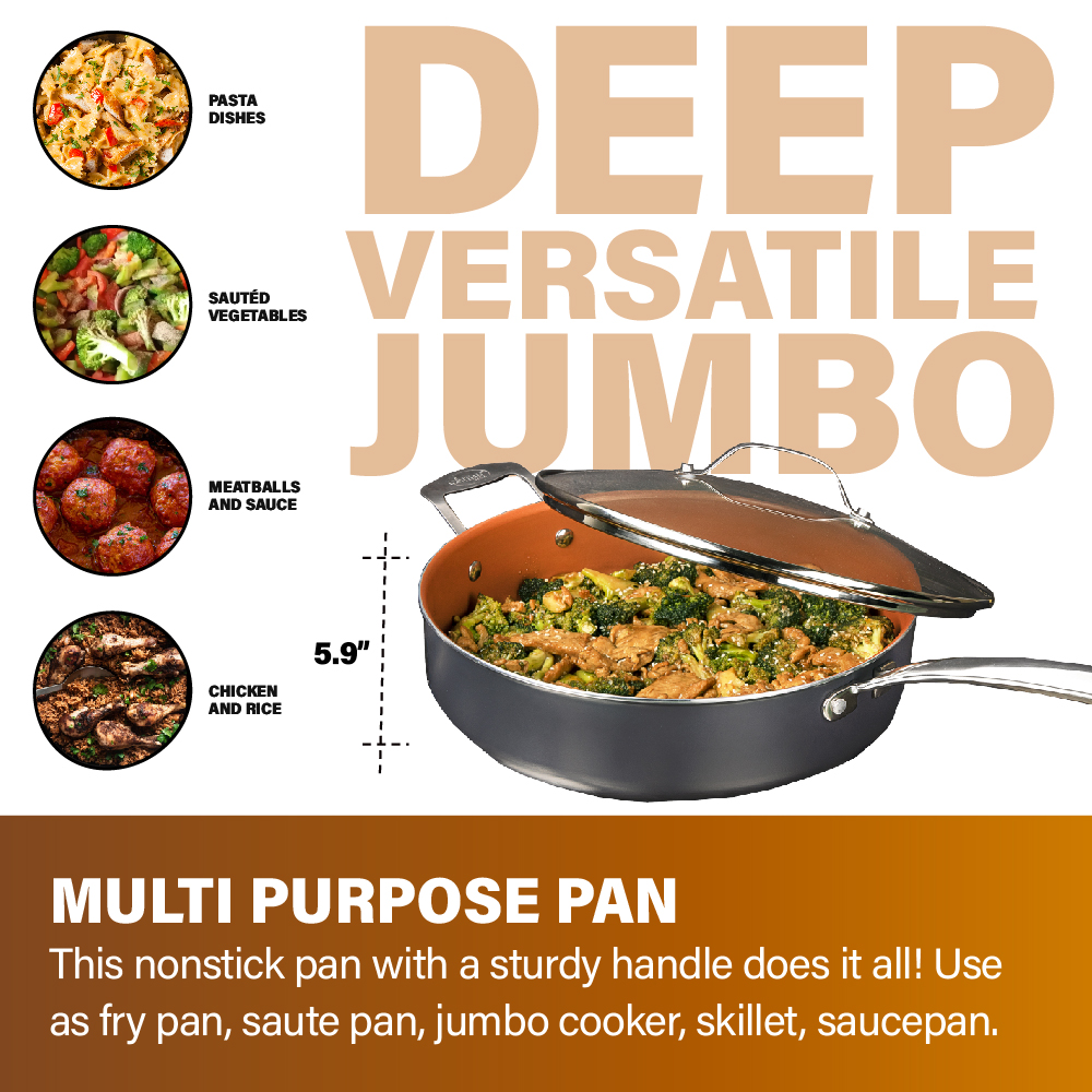 Gotham Steel 12-Inch Jumbo Skillet with Lid photo 5