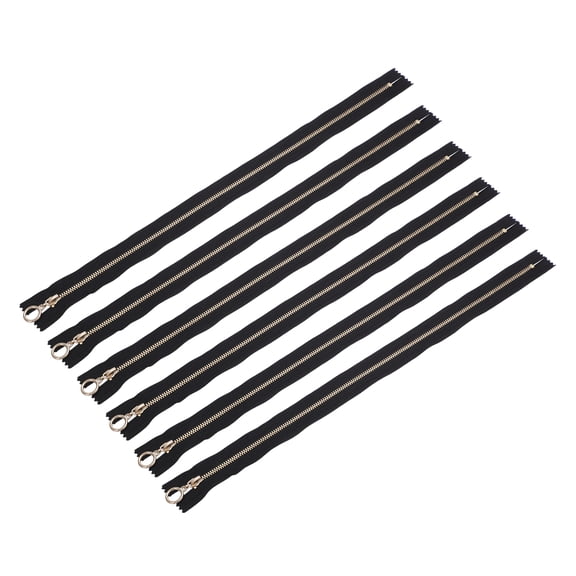 6 Pack Separating Jacket Zippers with #3 Lifting Ring Pulls, 17 Inch Colourful Alloy Zippers Close-end Replacement for Tailor Sewing Bag Craft Accessories, Black