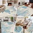 thumbnail image 6 of Retro Ocean Washable Living Room Rugs 6'x9', Blue Beige Sea Turtles Shells Jellyfish Seaweed Low Pile Throw Large Area Rug Non-Slip Sturdy Edge Binding Carpet for Dining Room Kitchen Office, 6 of 9