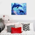 thumbnail image 5 of Orinice Dolphins Fish Underwater Fine Art Aesthetic Poster Print Wall Painting for Classroom Kitchen Office Farmhouse Bathroom Room Decor Pictures Wall Art Painting Ready to Hang Canvas Living Room, 5 of 6