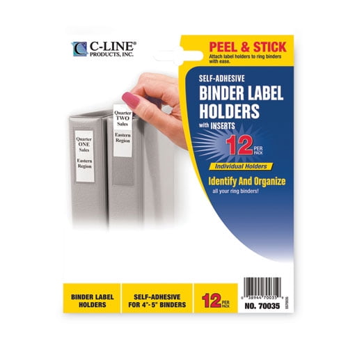Self-Adhesive Ring Binder Label Holders, Top Load, 2.75 x 3.63, Clear, 12/Pack Self-Adhesive Ring Binder Label Holders, Top Load, 2.75 x 3.63, Clear, 12/Pack