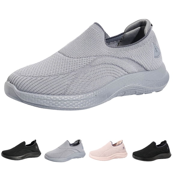 AUDeals Women's Height Increase Sneakers, Knit Platform Shoes with Breathable Comfort for Walking, Travel and Work (Grey, 8)