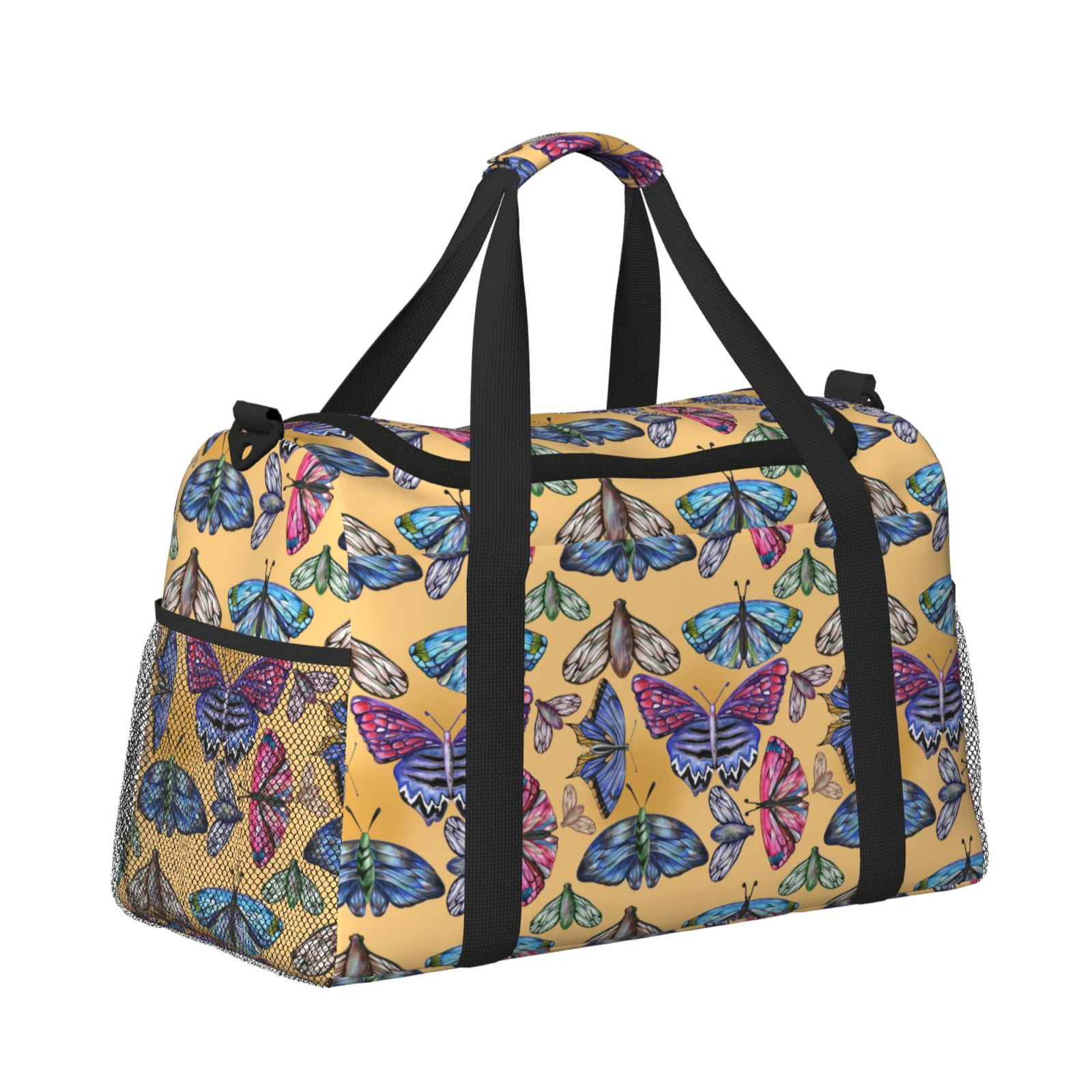 Fuzoiu Butterfly 3 Print Travel Duffle Bag,Carry On Tote Bags,Duffel Bag,Sport Gym Bag, Hospital Bag for Labor and Delivery, Overnight Bag,Luggage Bag