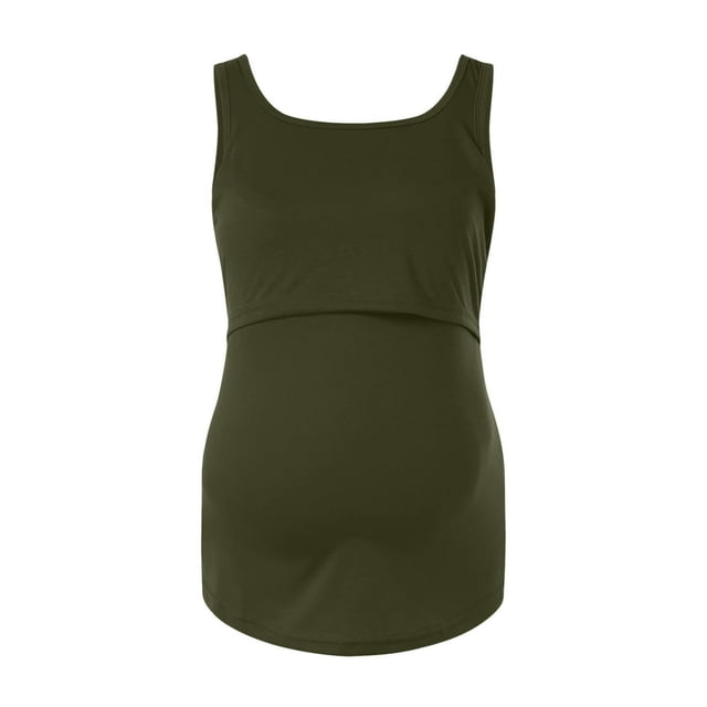 Womens Maternité Régulière Ourlet Sale Tee-Shirt Décontracté Sans Manches Col Rond Base Nourrice T-Shirt Top Allaitement
