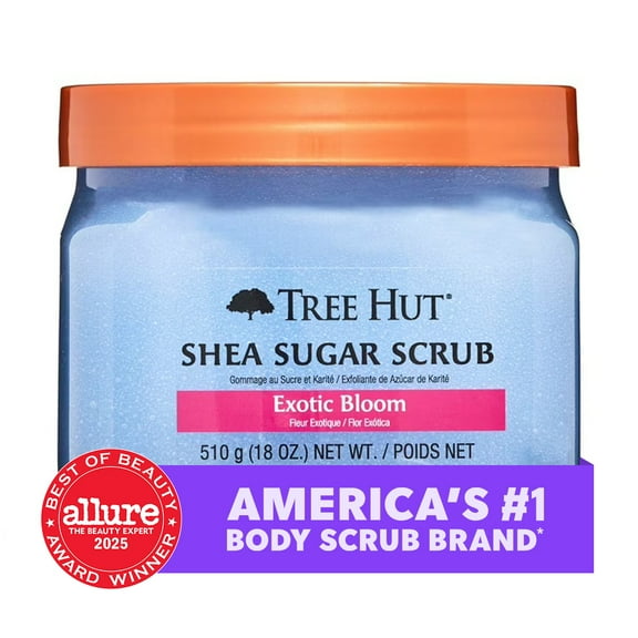 Tree Hut Exotic Bloom Shea Sugar Exfoliating and Hydrating Body Scrub, 18 oz.