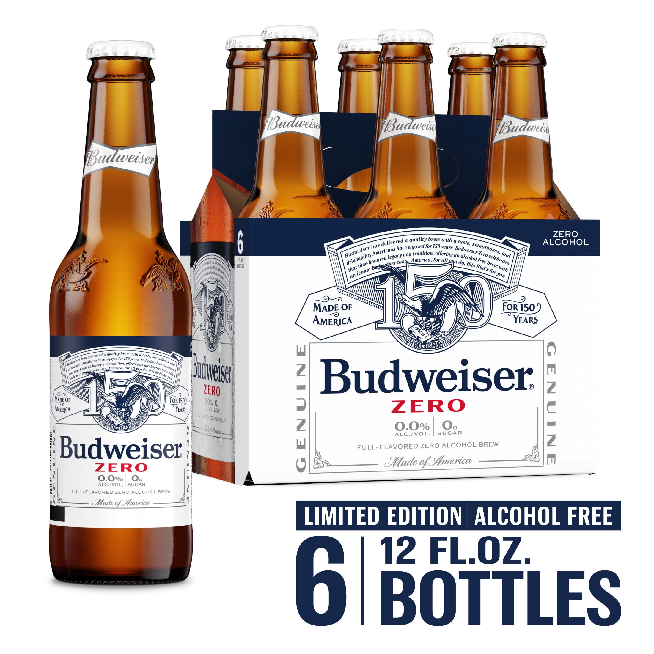 Budweiser Non-Alcoholic American Lager Beer 6 pack 12 fl oz Glass