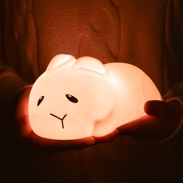 Teissuly Lying Flat Rabbit Silicone Tap Lamp Multifunctional Creative Night Light Color Changing Lamp Teissuly WER202311274631