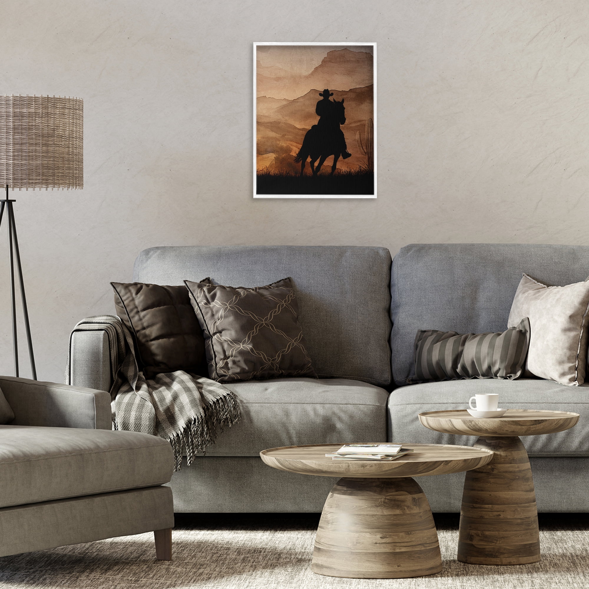 Stupell Industries Cowboy's Sunset Ride White Framed Giclee Art, design by Kim Allen