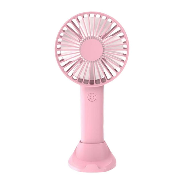 Ventilador de mesa portátil con soporte para teléfono, mini ventilador USB para exteriores, dormitorio, viajes Rosa