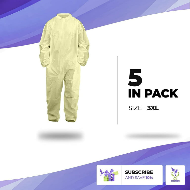 Dropship Disposable Coveralls For Men; Women; Pack Of 25 Yellow 3X-Large  Hazmat Suits Disposable; PP+PE 82gsm Disposable Coverall Suit With Cut  Wrists; Ankles; Waterproof Hazmat Suit Costume to Sell Online at a