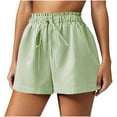 thumbnail image 2 of Women's High Waisted Shorts Stripe Print Casual Summer Sports Style Elastic Waist Comfortable Athletic Shorts with Pocket Size S-XL, 2 of 5