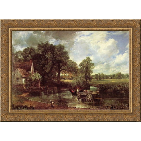 The Hay Wain 24x18 Gold Ornate Wood Framed Canvas Art by John Constable