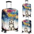 thumbnail image 2 of Happy New Year with Alaskan Malamute Fireworks Holiday Xmas Winter 2025 Travel Luggage Cover Alaska Mal Dog Lovers Gifts Suitcase Dust Protective Decor - 00025, 2 of 5
