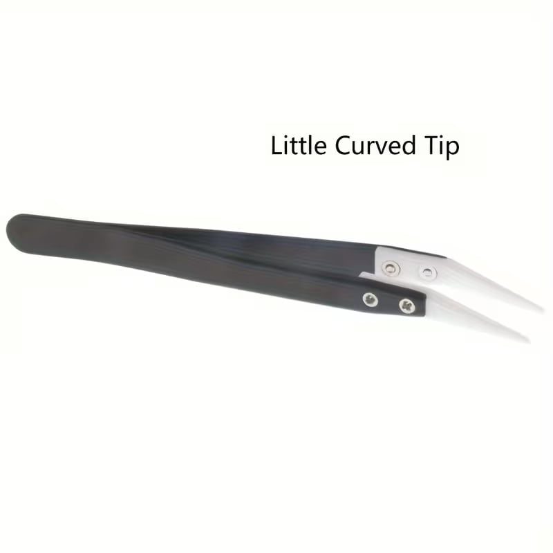 3-Piece High-Temperature Resistant Ceramic Tweezers Set - Anti-Static Insulated Stainless Steel with Protective Sheath, Ergonomic Design for Safe and Precise Handling, Black & White Options